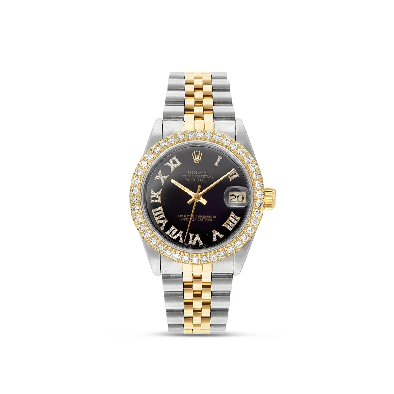 Women’s antique-style engagement rings-Women's Rolex DateJust 31mm Diamond Bezel 18K Yellow Gold & Stainless Steel