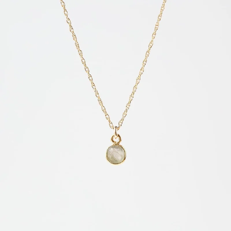 Women’s gold necklaces-14k Gold Filled Chain with 6mm Bezel-Set Labradorite