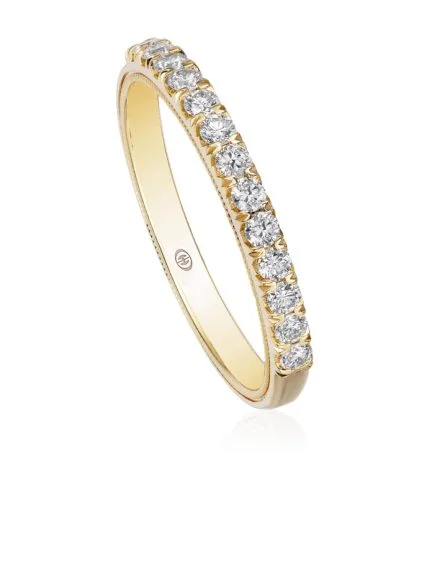 Women’s modern cut engagement rings-0.40Ct Diamond Partway Band in 14k Yellow Gold, Size 6.25