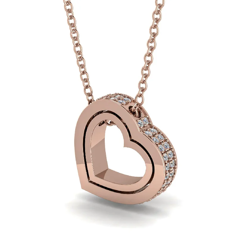 Women’s statement choker necklaces-Hidden Diamonds Heart Pendant - Kristen No. 2