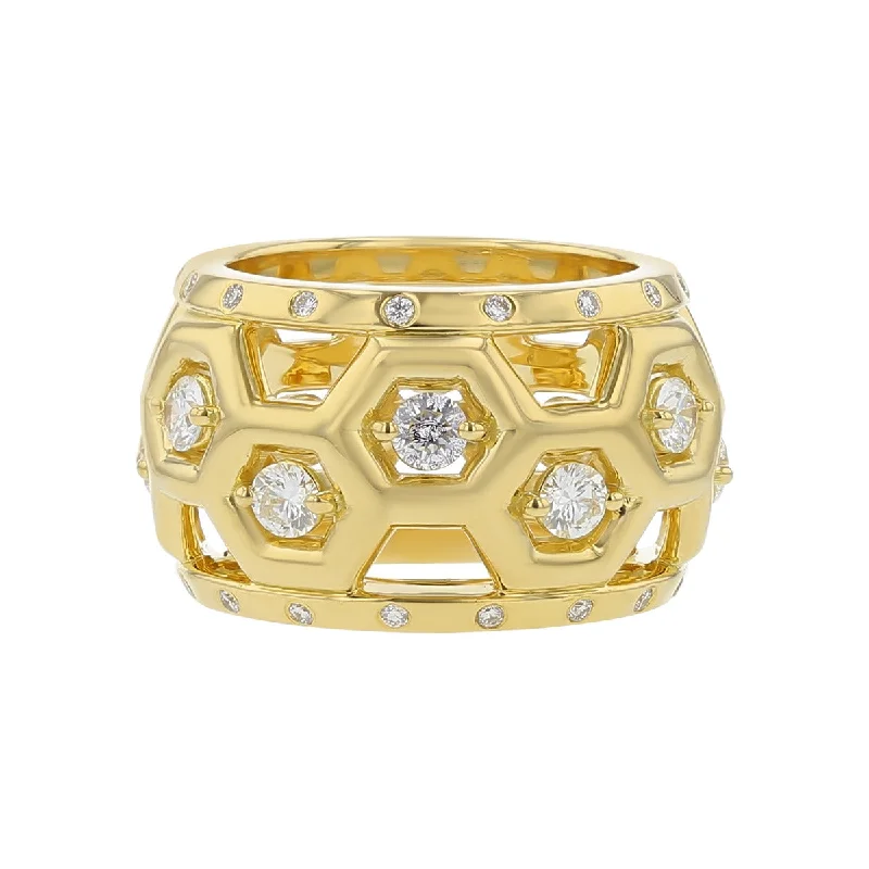 Women’s alternative gemstone engagement rings-18K Yellow Gold Diamond B Collection Dome Ring