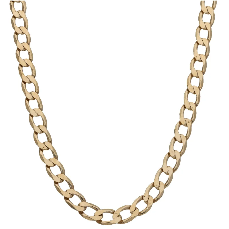 Women’s oval pendants necklaces-9ct Gold Curb Chain 22"