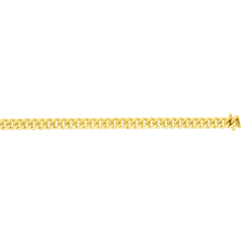 Women’s flower necklaces-14kt 22 inches with Yellow Gold Finiah 4mm New Miami Cuban Link Chain with Box Clasp