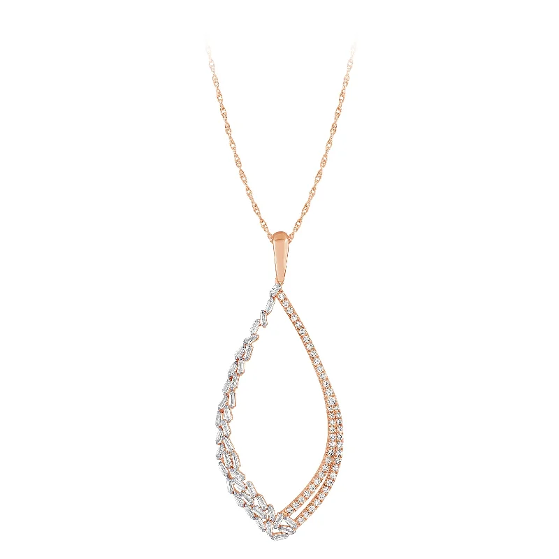 Women’s colorful necklaces-Waterfall Diamonds Pendant in 14K Rose Gold .42ct