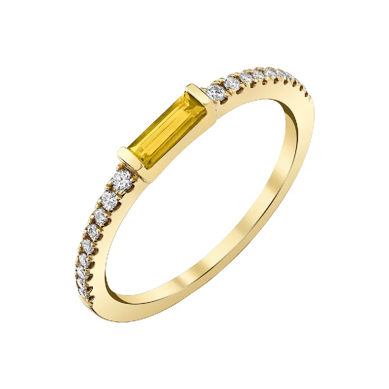 Women’s diamond-studded engagement rings-Citrine 14K Yellow Gold Ring with Diamonds