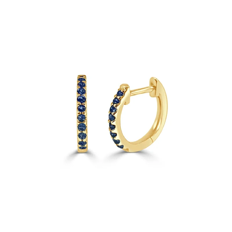 Women’s ruby earrings-14K Gold & Blue Sapphire Huggy Earrings