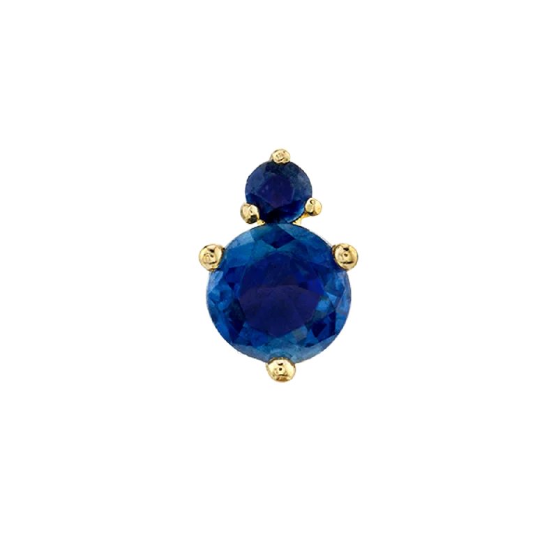 Women’s stylish earrings-Cluster Stud Earring - Blue Sapphire / 14k Yellow Gold