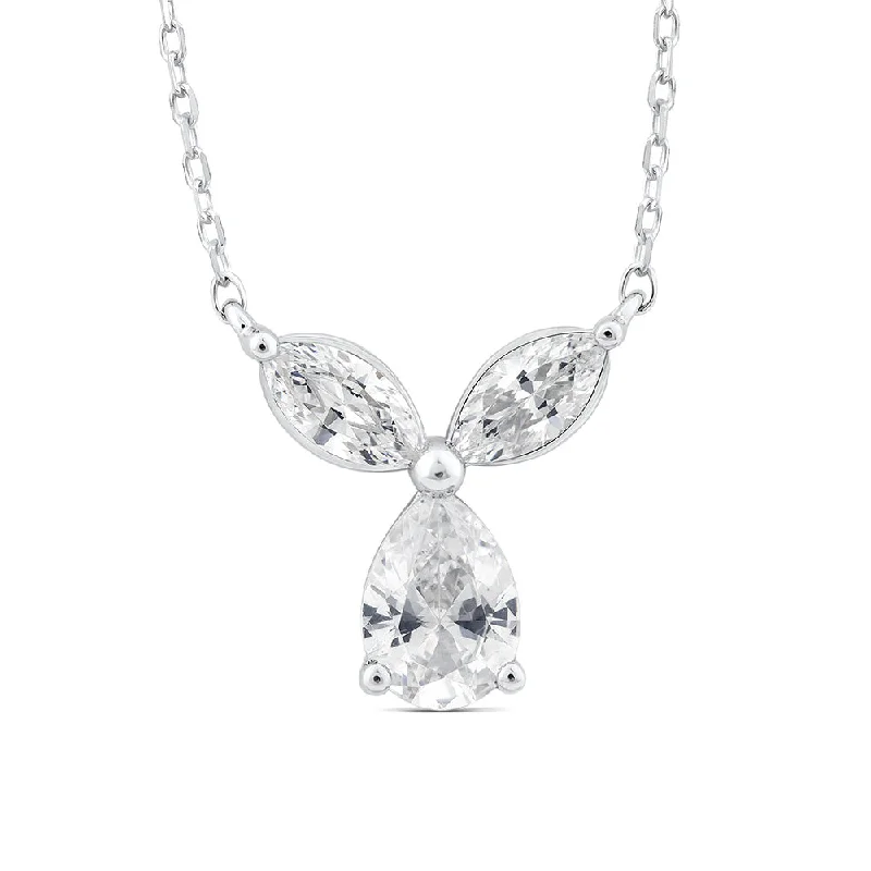 Women’s sapphire drop necklaces-Luminesce Lab Grown Pear & Marquise Diamond Pendant In 10ct White Gold