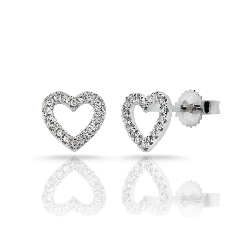 Women’s bridal earrings-14k Gold & Diamond Open Heart Stud Earrings