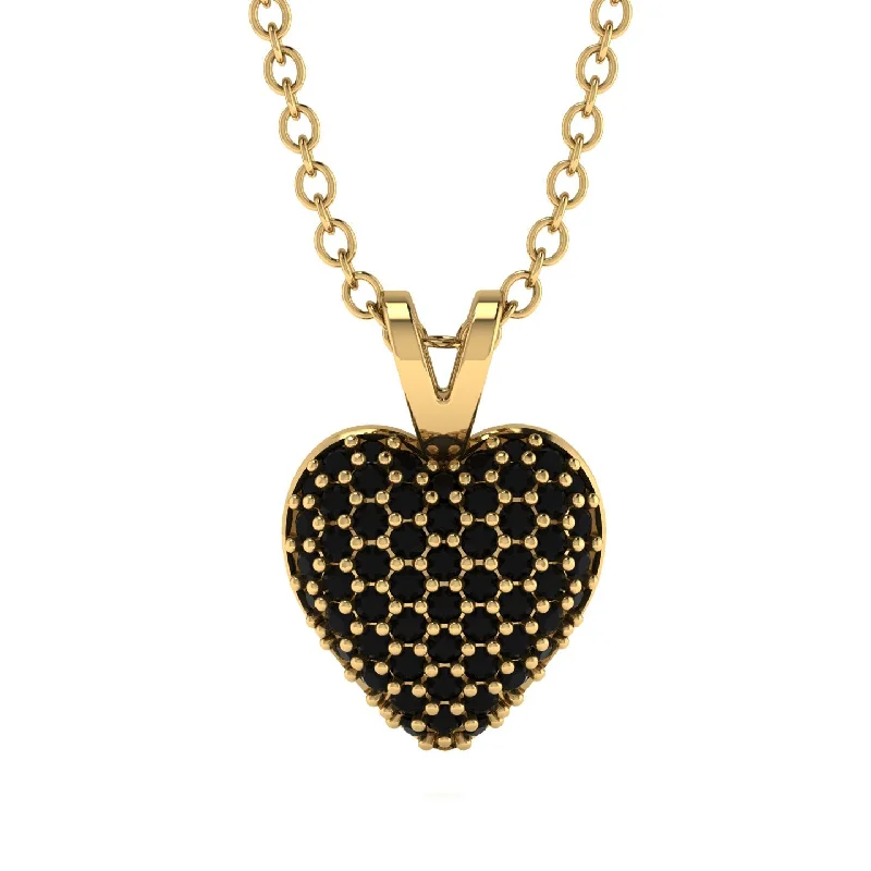 Women’s sapphire drop necklaces-Dazzling Black Diamond Heart Gold Pendant - Kiara No. 7