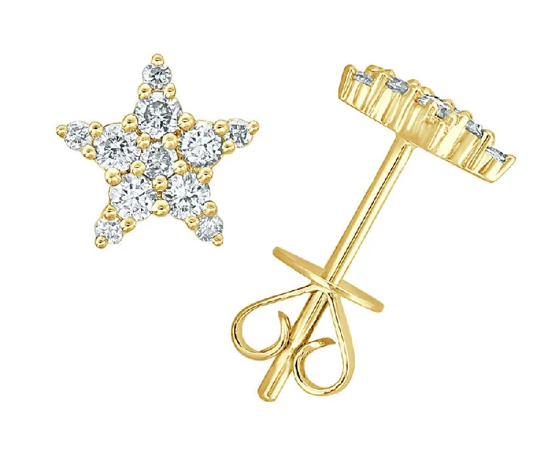 Women’s sapphire earrings-14k Gold & Diamond Star Stud Earrings