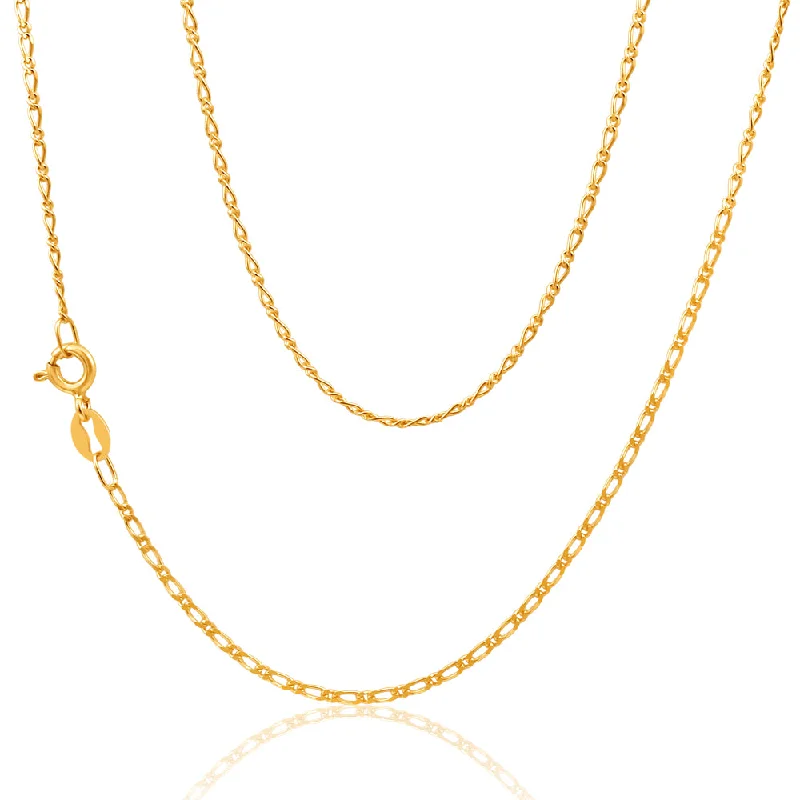 Women’s delicate silver necklaces-9ct Yellow Solid Gold Figaro 1:1 Chain 45cm in 40Gauge