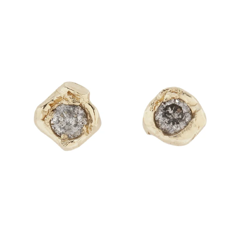 Women’s art deco earrings-Salt & Pepper Organic Diamond Studs