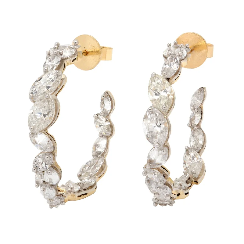 Women’s heart-shaped earrings-Large Marquise Diamond Hoops