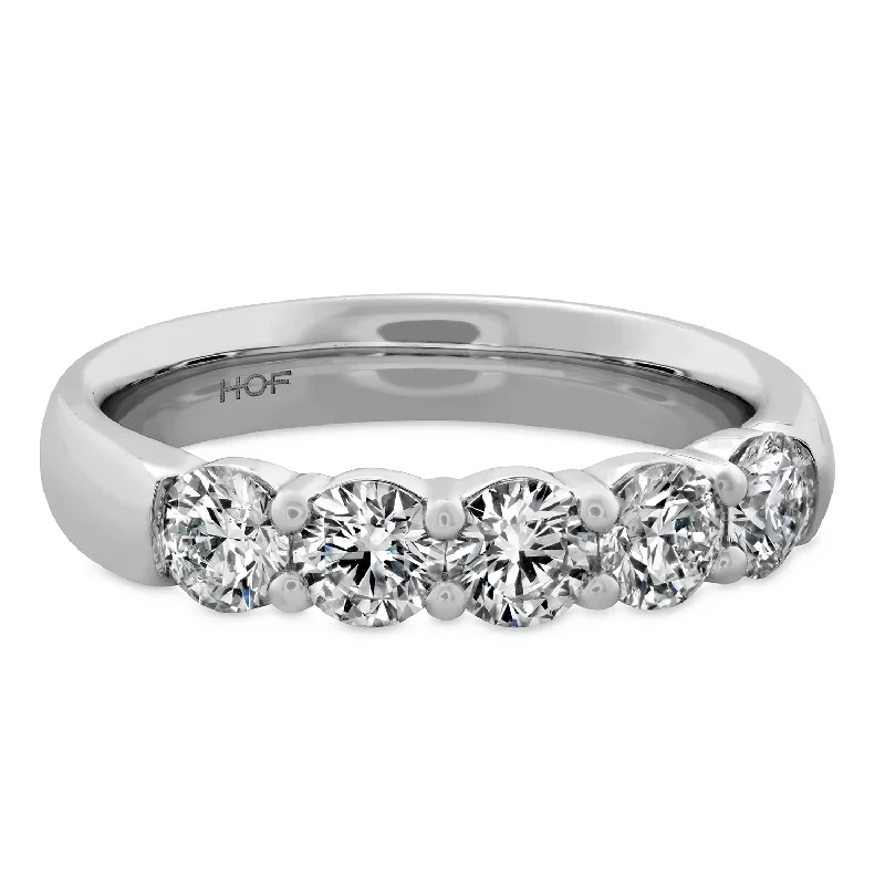 Women’s vintage inspired wedding rings-1.00-1.10Ct Diamond Signature 5 Stone Band in 18k White Gold, Size 6.5