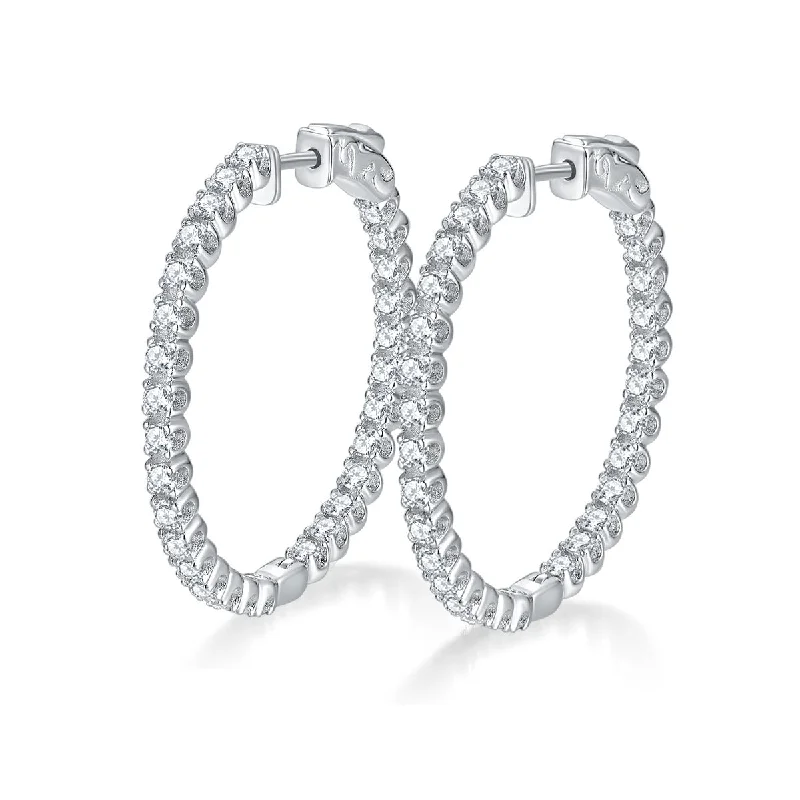 Women’s diamond earrings-1.5 Carat Moissanite Diamond Hoop Earrings | VVS1 D Color | 3 cm Hoops