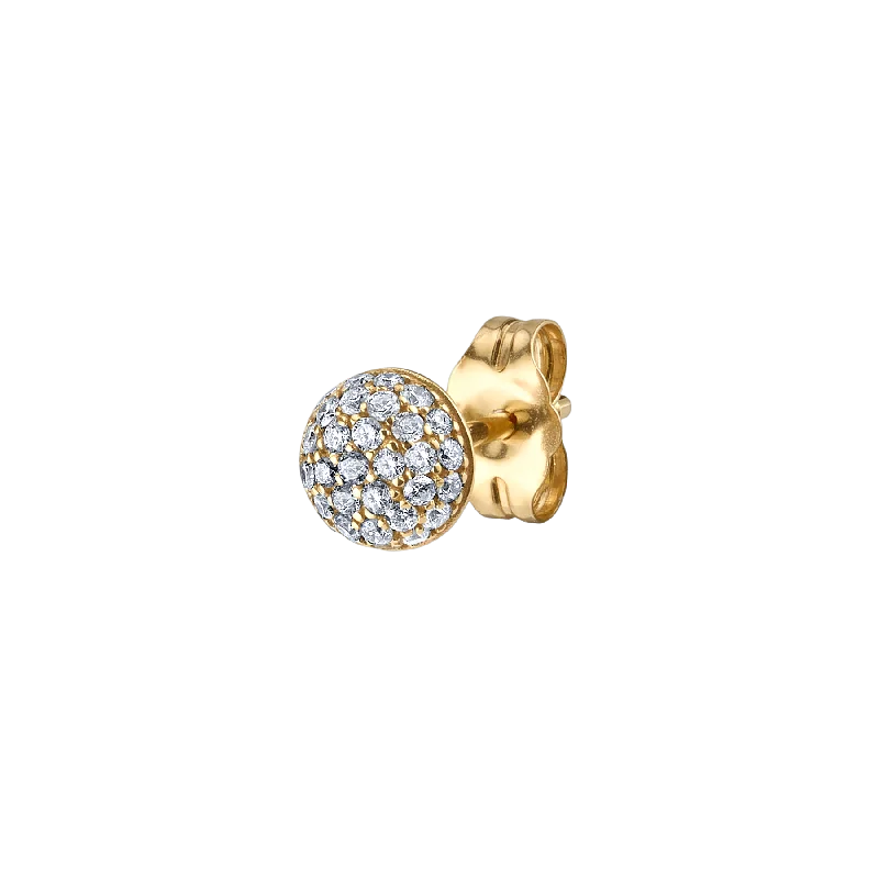 Women’s gold stud earrings-Pavé Stud #2 - White Diamond / 14k Yellow Gold