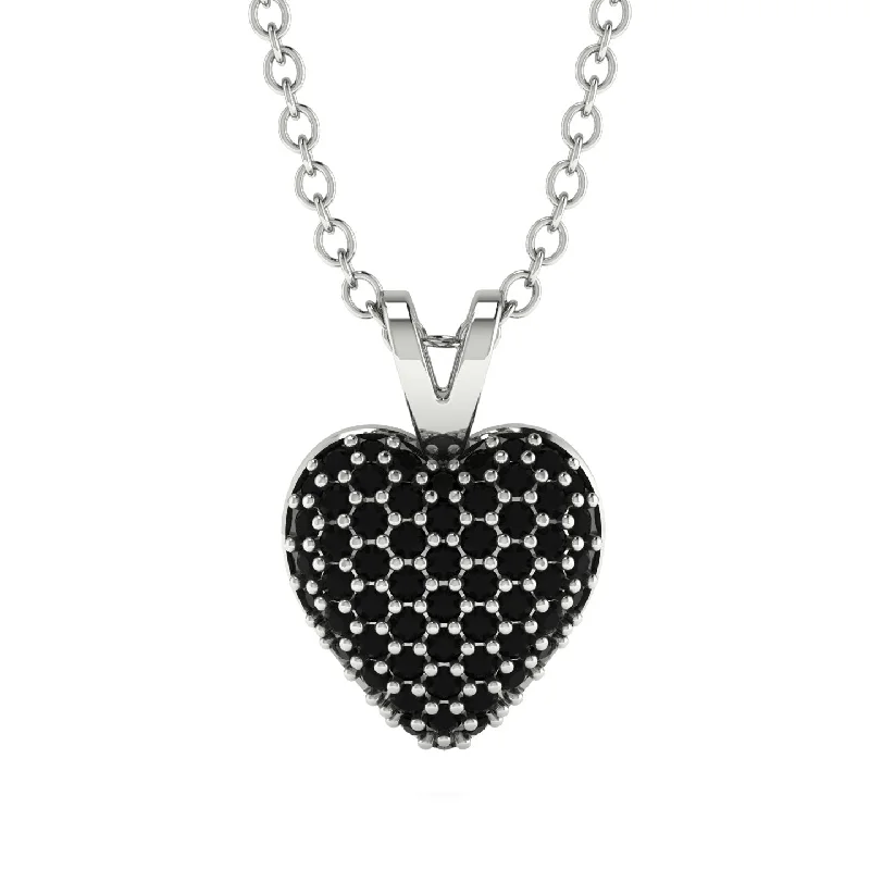 Women’s fashion layering necklaces-Dazzling Black Diamond Heart Gold Pendant - Kiara No. 9