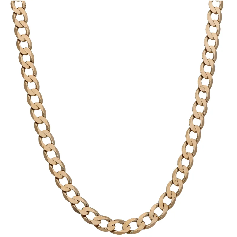 Women’s flower necklaces-9ct Gold Curb Chain 20"