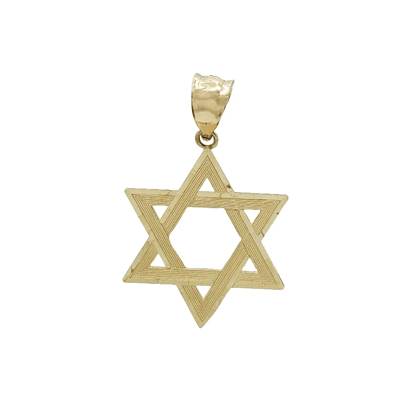 Women’s crystal pendant necklaces-Diamond-Cut Star Of David Pendant (14K)