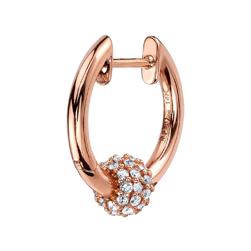 Women’s flower drop earrings-Sphere Hoop - White Diamond / 14k Rose Gold