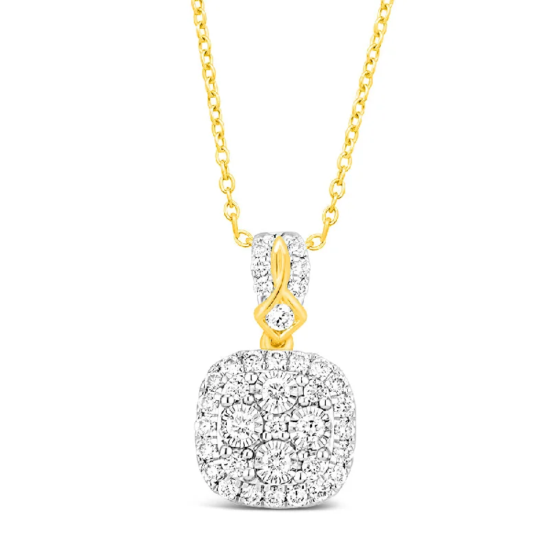 Women’s pearl necklaces-Luminesce Lab Grown 9ct Yellow Gold 1/2 Carat Diamond Pendant with Chain