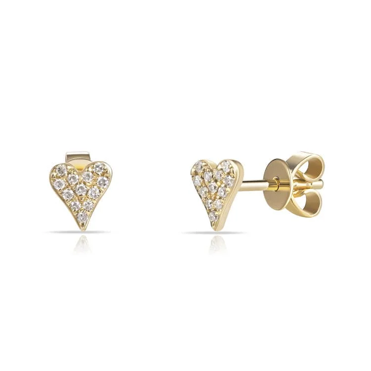 Women’s teardrop earrings-14k Gold & Diamond Heart Stud Earrings