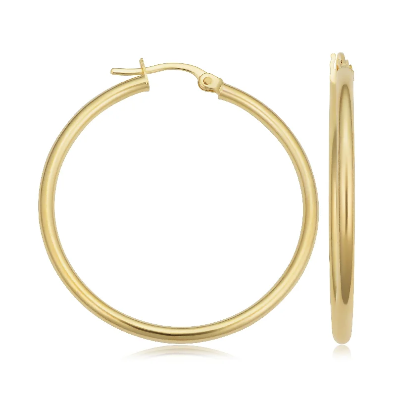 Women’s platinum earrings-14k Gold Tube Hoop Earrings