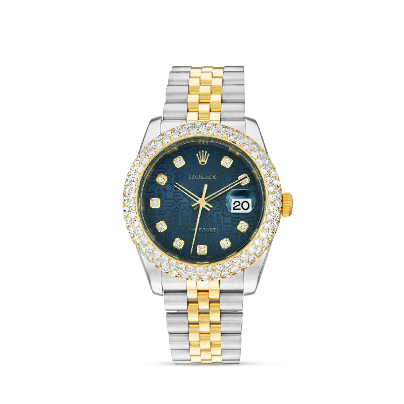 Women’s large round engagement rings-Rolex DateJust 36mm with diamond bezel