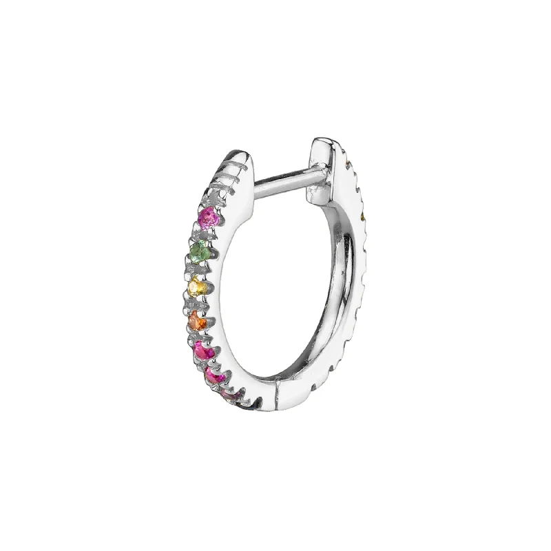 Women’s studded earrings-The Large Huggie - Rainbow / 14k White Gold