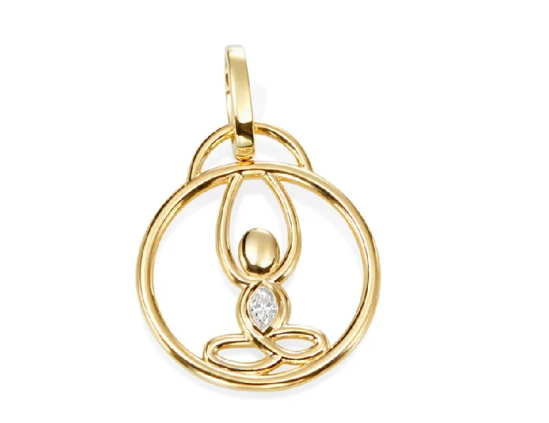 Women’s halo engagement rings-Lucky Life 0.14Ct Diamond Yoga Charm Only in 18K Yellow Gold