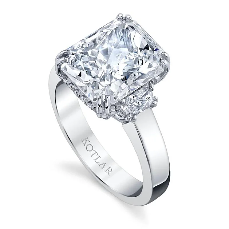 Women’s affordable diamond engagement rings-Radiant-cut and Trapezoid Diamond 3-Stone Ring