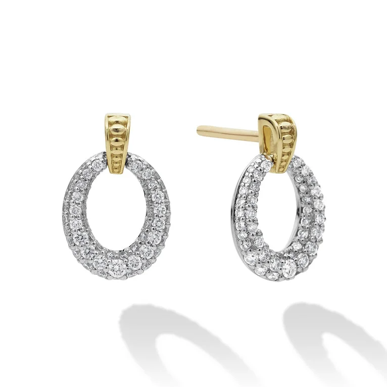 Women’s gold hoop earrings-Oval Drop Diamond Earring