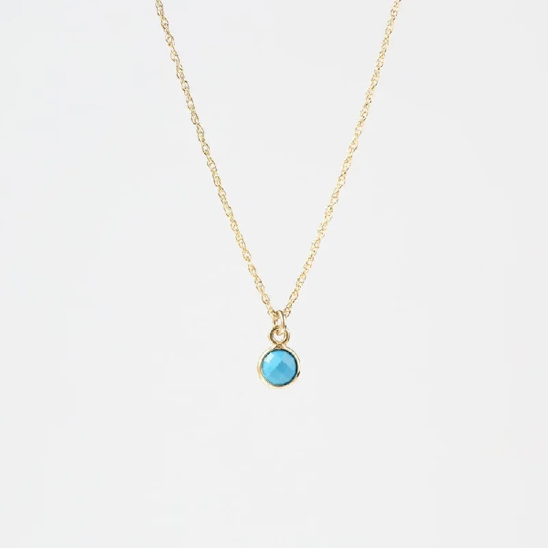 Women’s silver necklaces-14k Gold Filled Chain with 6mm Bezel-Set Turquoise