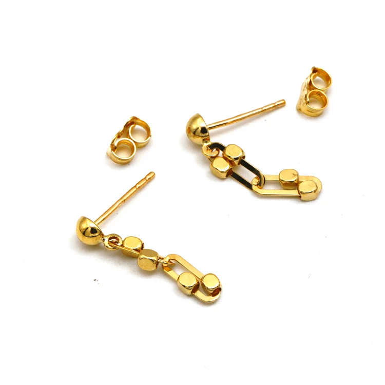 Women’s chic earrings-Real Gold Paper Clip GZTF Beads Hanging Earring Set 1294 E1838