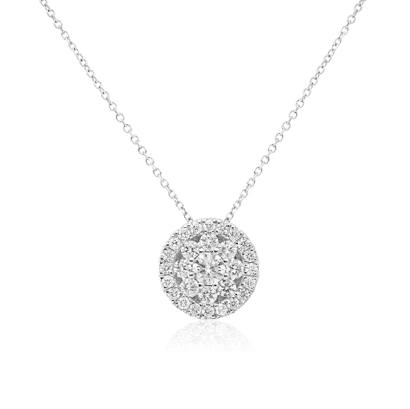 Women’s modern necklaces-Round Illusion Set Diamond Pendant