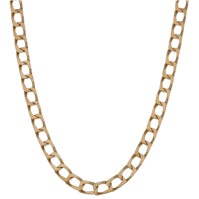 Women’s heart-shaped necklaces-9ct Gold Curb Chain 22"