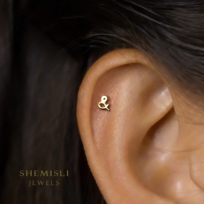 Women’s chandelier earrings-Dainty Ampersand Sign Studs Earrings, Unisex, Gold, Silver SHEMISLI SS635 Butterfly End, SS636 Screw Ball End (Type A)