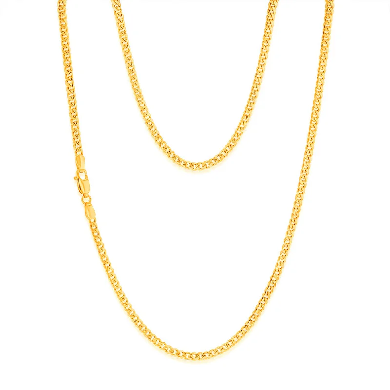 Women’s diamond necklaces with pendants-9ct Yellow Gold Curb Hollow 45cm Chain in 80 gauge