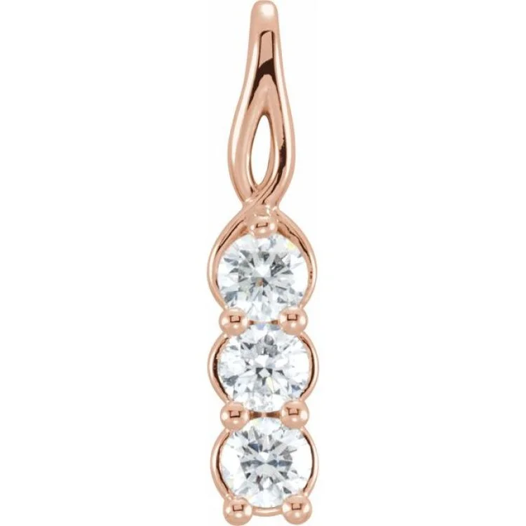 Women’s statement gold necklaces-14K Rose 1/2 CTW Natural Diamond Three-Stone Pendant