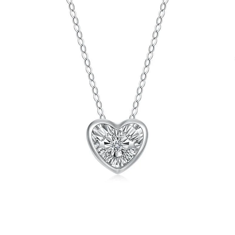 Women’s pearl necklaces-14KWG 0.03Ct Fluttering Diamond Heart Pendant