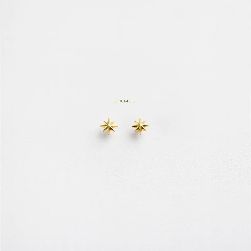 Women’s stylish earrings-Tiny Star Studs Earrings, Starburst Studs, Celestial Earrings for Stacking, Unisex, Gold, Silver SHEMISLI - SS032