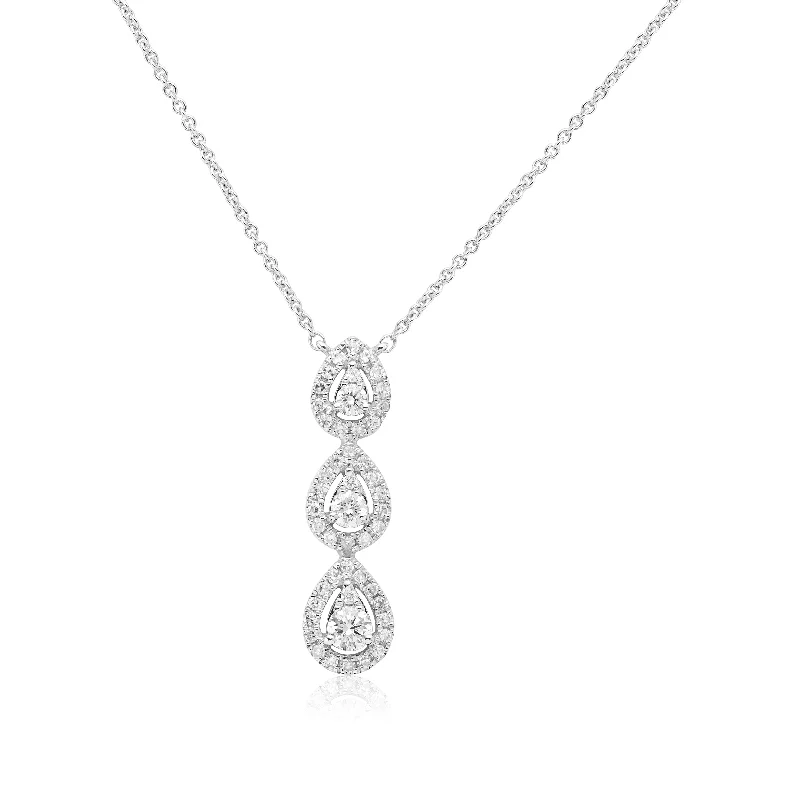 Women’s flower necklaces-Pear Shape 3 Drop Diamond Pendant