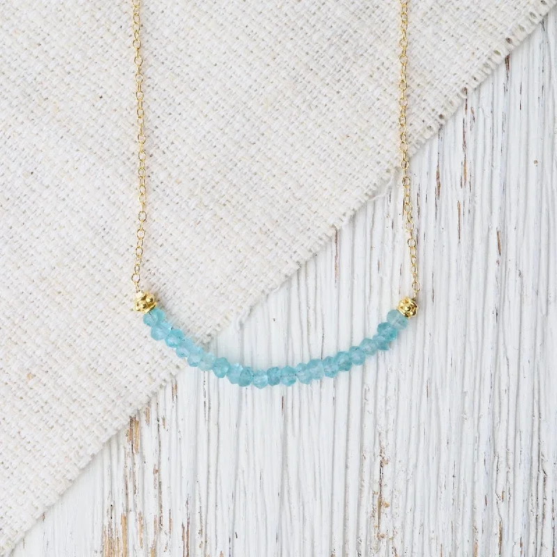 Women’s pearl drop necklaces-Gold Filled Chain with Gemstone Arc - Blue Chalcedony