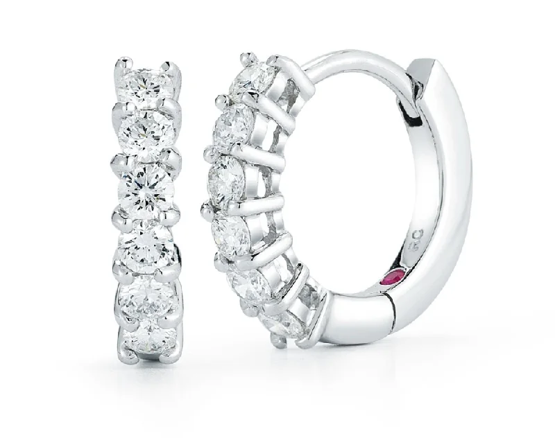 Women’s stackable diamond engagement rings-0.70Ct Diamond Huggie Hoops in 18K White Gold