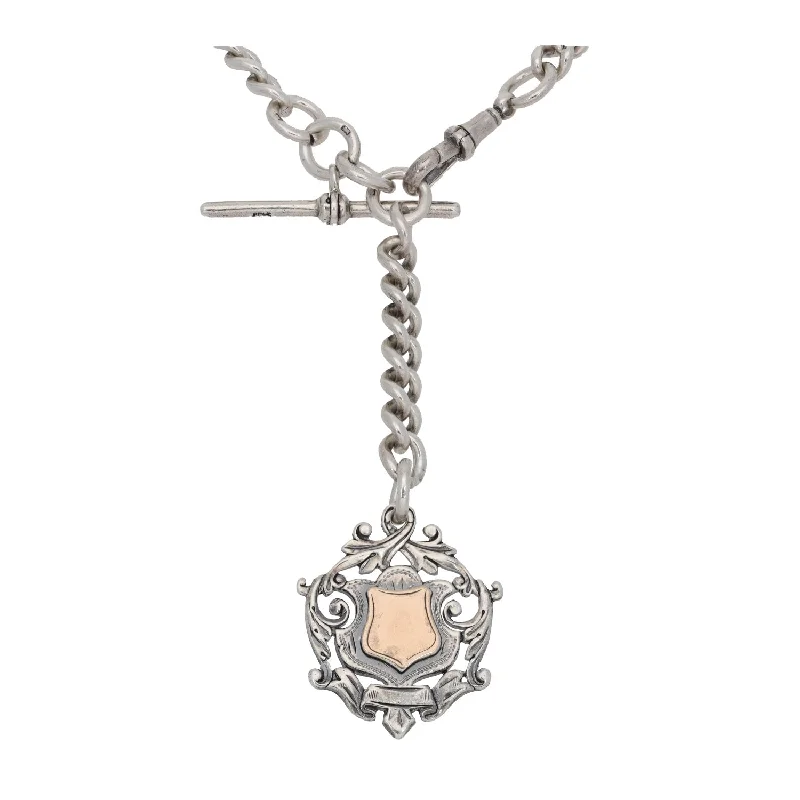 Women’s rose gold necklaces-Silver Sterling Fob/Watch Chain 14"