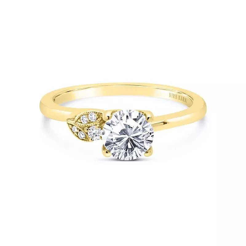 Women’s antique diamond engagement rings-Dahlia Diamond Semi-Mount Ring in 14K Yellow Gold for Round Center, Size 6.5