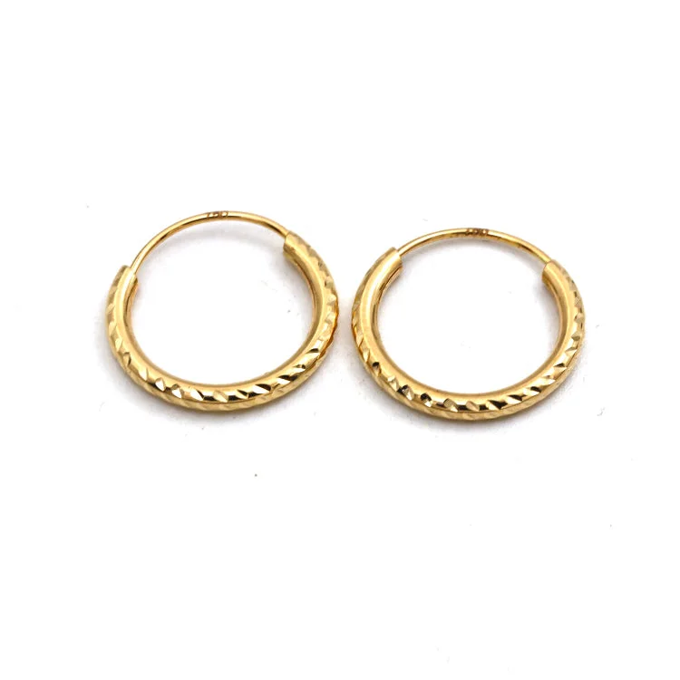 Women’s stud earrings-Real Gold Textured Round Clip Earrings Set - Model 5730 E1913