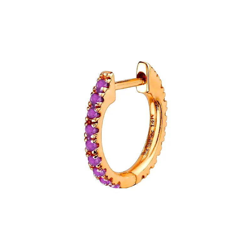 Women’s luxurious stud earrings-The Large Huggie - Amethyst / 14k Yellow Gold