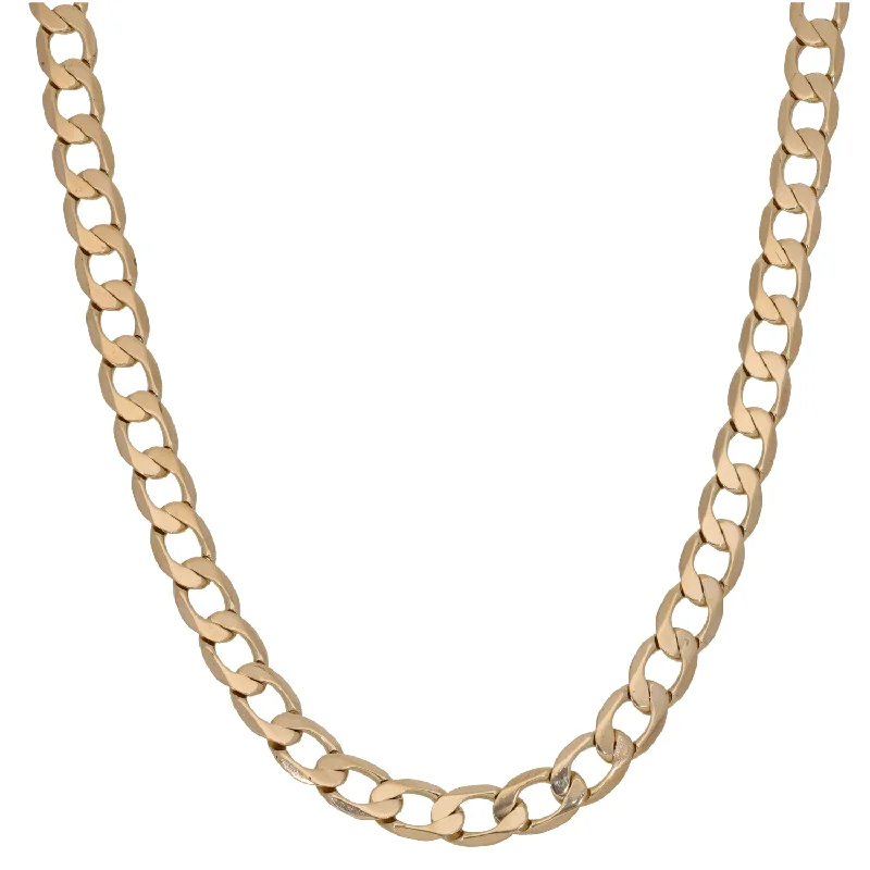 Women’s statement gold necklaces-9ct Gold Curb Chain 16"